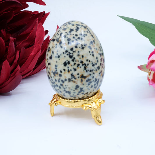 Polished Dalmatian Jasper 126g 55 x 40mm featuring cream base with black spots - Luna Panther