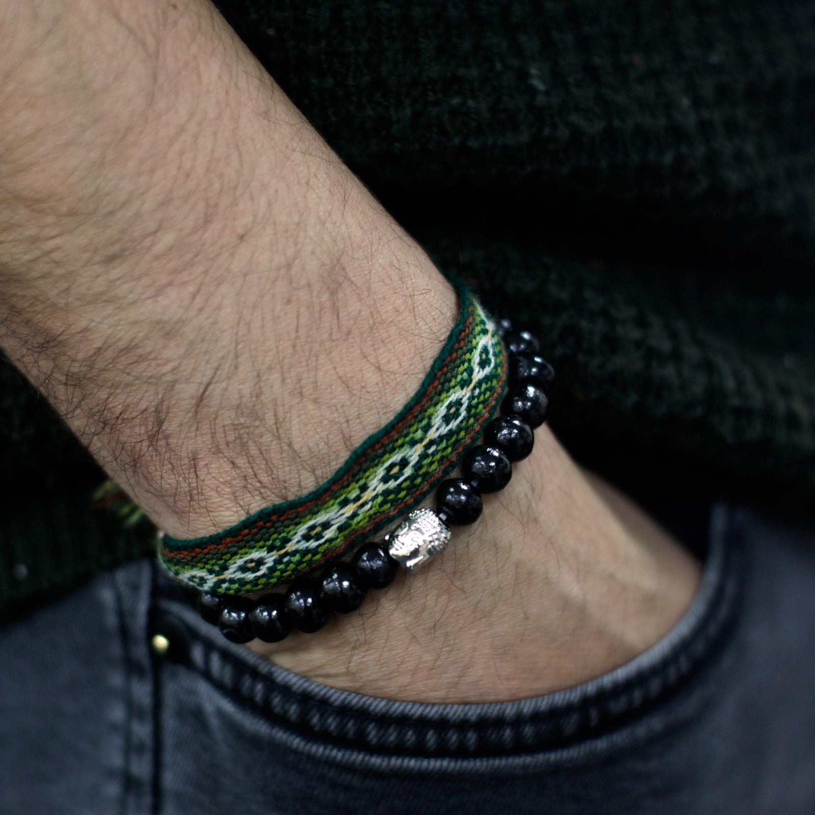 Darkwood Beads & Buddha Bangle - Luna Panther