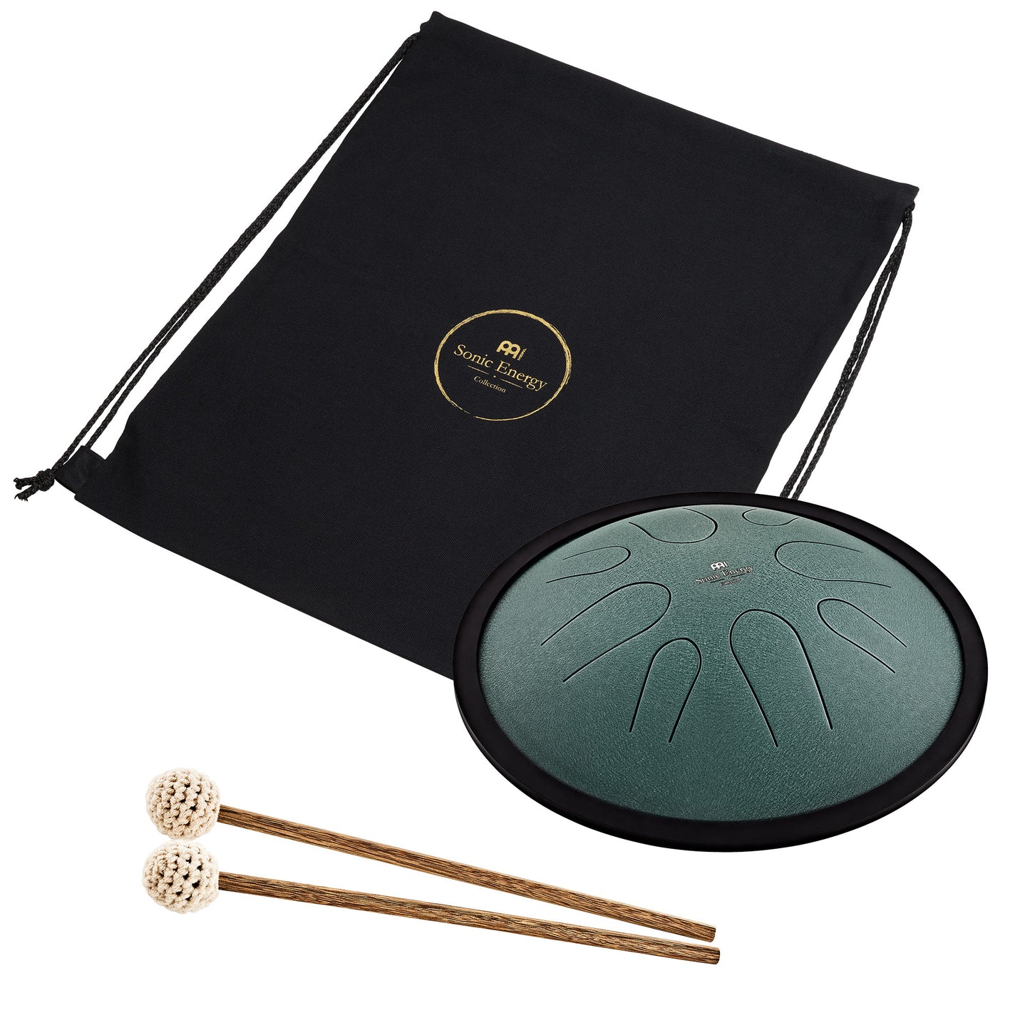 MEINL Sonic Energy Compact Steel Tongue Drum 10" - B Minor/8 Notes/432 Hz - Dark Green detail view 4 at Luna Panther