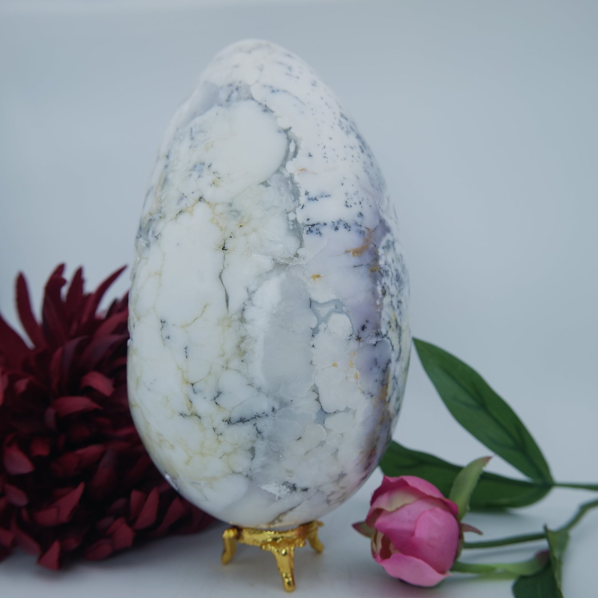 Polished Dendritic Opal Egg 3000g featuring play-of-colour and luminous sheen - Luna Panther