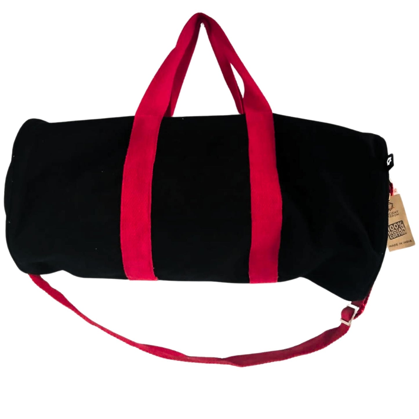 Polished Don't Quit Gym Bag - Black - Cherry Pink Handle featuring natural patterning and unique variations - Luna Panther
