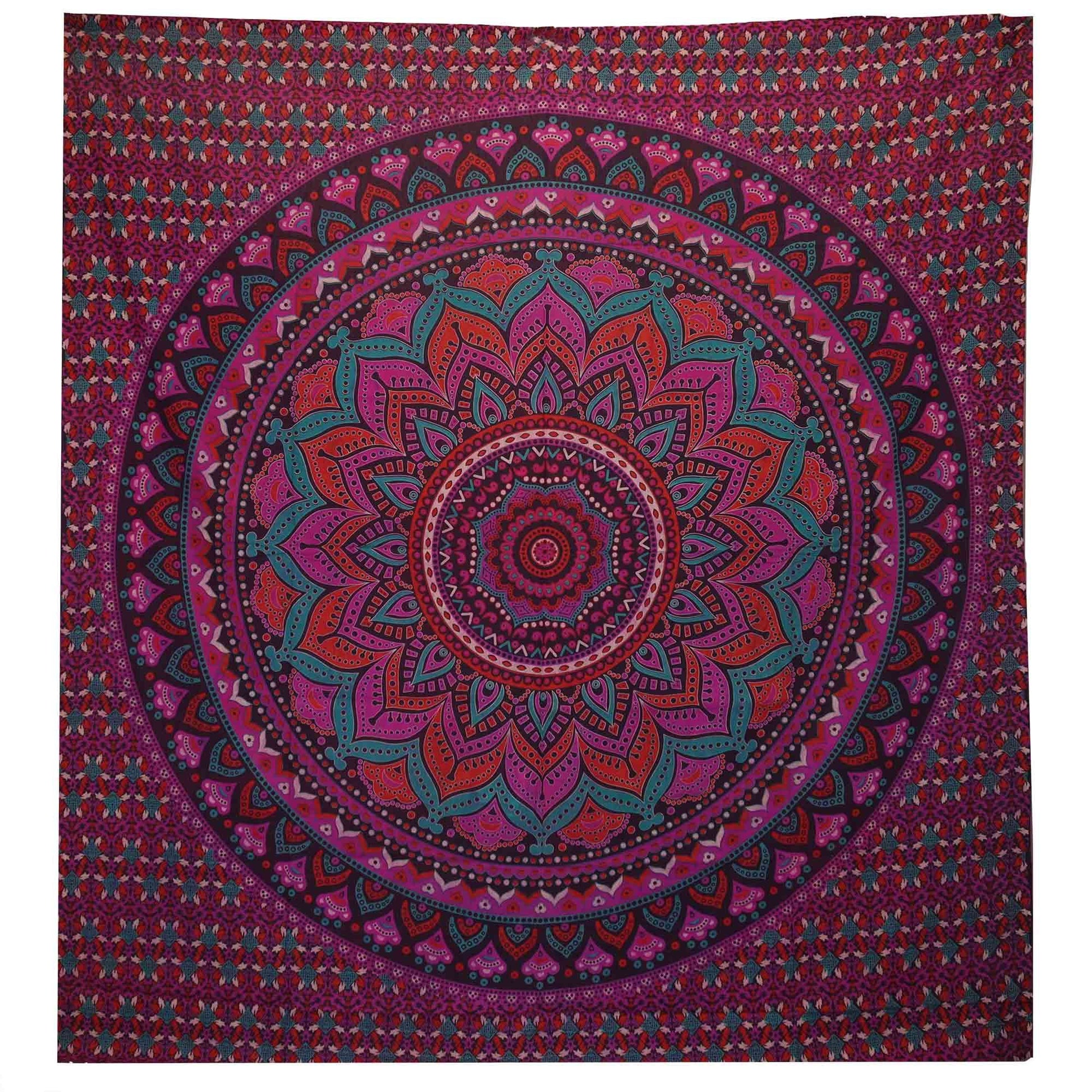 Double Cotton Bedspread + Wall Hanging - Classic Mandala - Purple - Luna Panther
