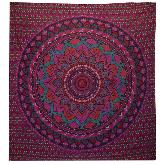 Double Cotton Bedspread + Wall Hanging - Classic Mandala - Purple - Luna Panther