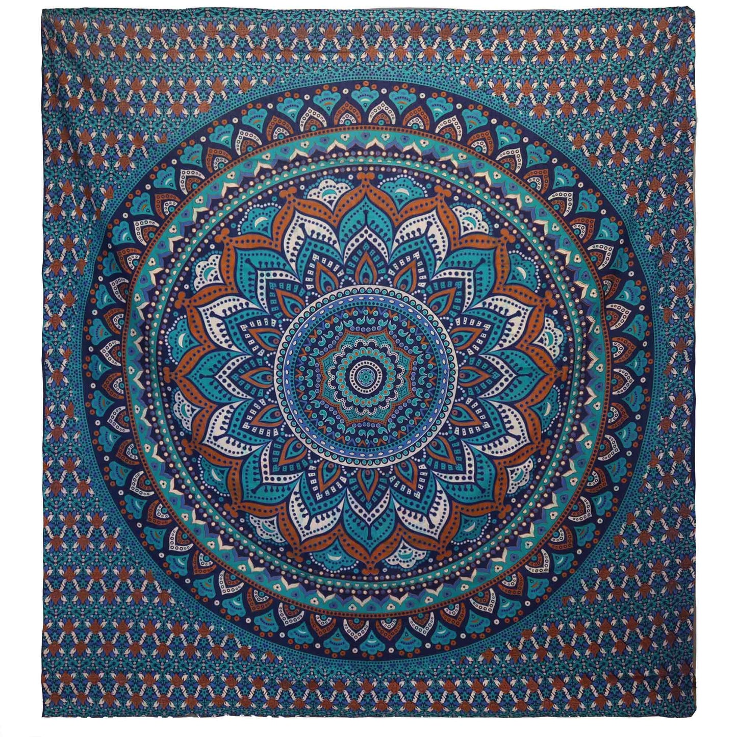 Double Cotton Bedspread + Wall Hanging - Classic Mandala - Turquoise - Luna Panther