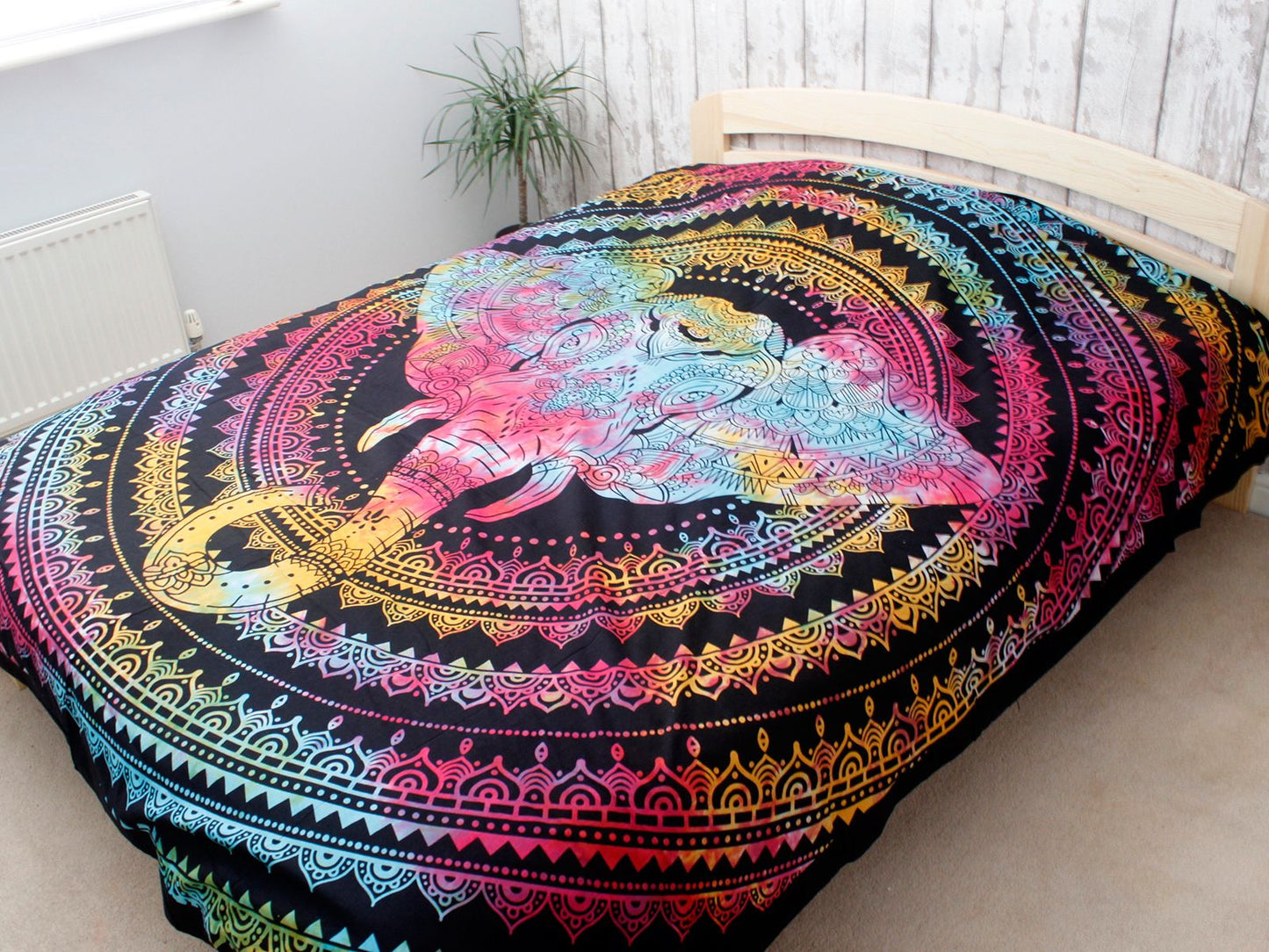 Double Cotton Bedspread + Wall Hanging - Elephant Head - Luna Panther