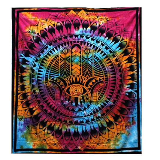 Double Cotton Bedspread + Wall Hanging - Hamsa - Luna Panther