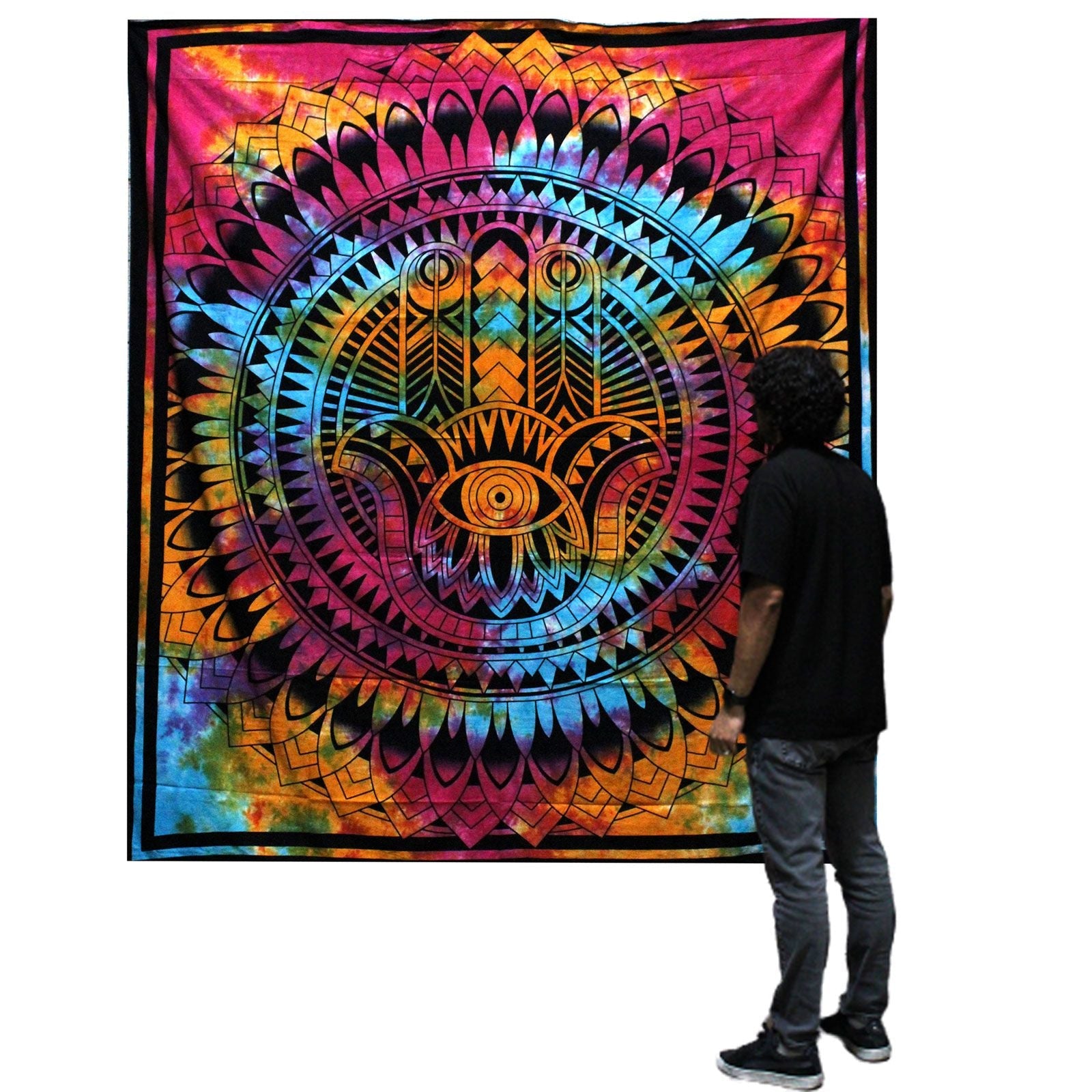 Double Cotton Bedspread + Wall Hanging - Hamsa - Luna Panther
