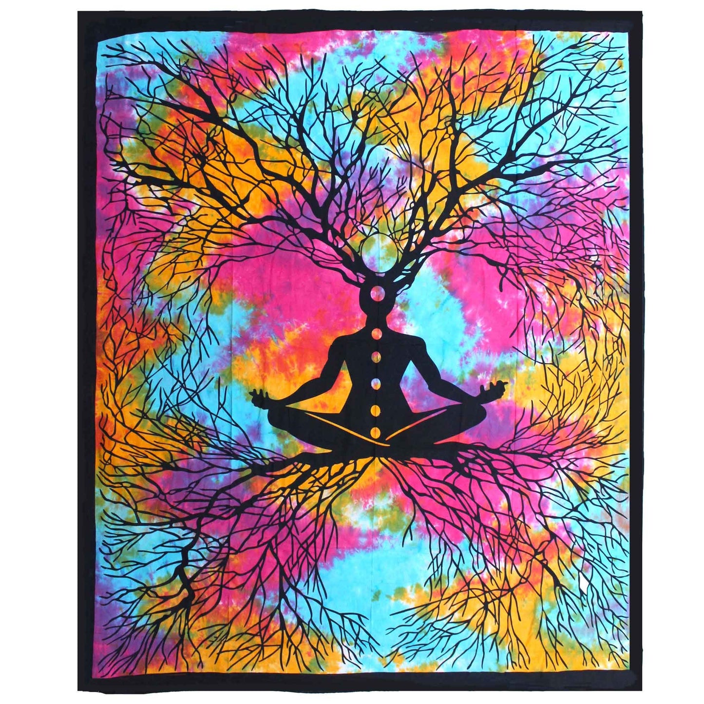 Double Cotton Bedspread + Wall Hanging - Yoga Tree - Luna Panther