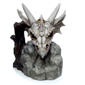 Polished Dragon Skull Backflow Incense Burner featuring natural patterning and unique variations - Luna Panther