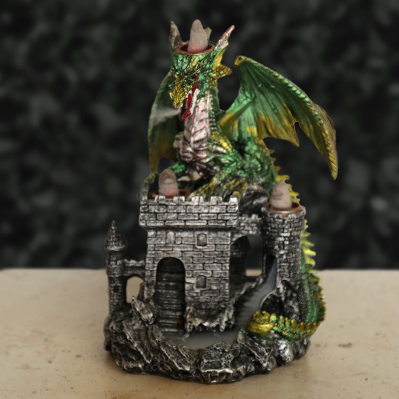 Polished Dragons Castle Triple Backflow Incense Burner 2 featuring natural patterning and unique variations - Luna Panther