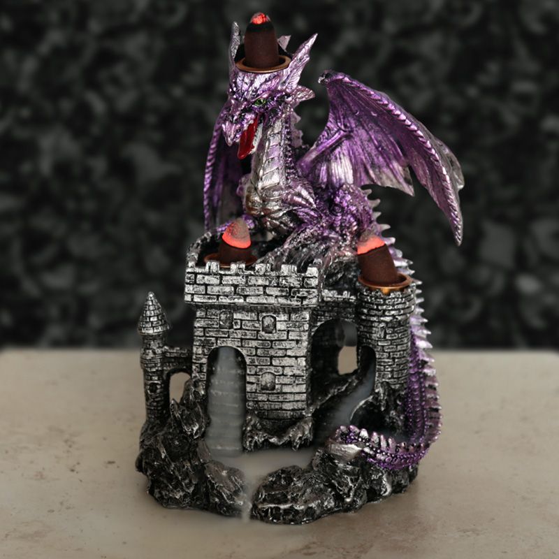 Polished Dragons Castle Triple Backflow Incense Burner 2 featuring natural patterning and unique variations - Luna Panther