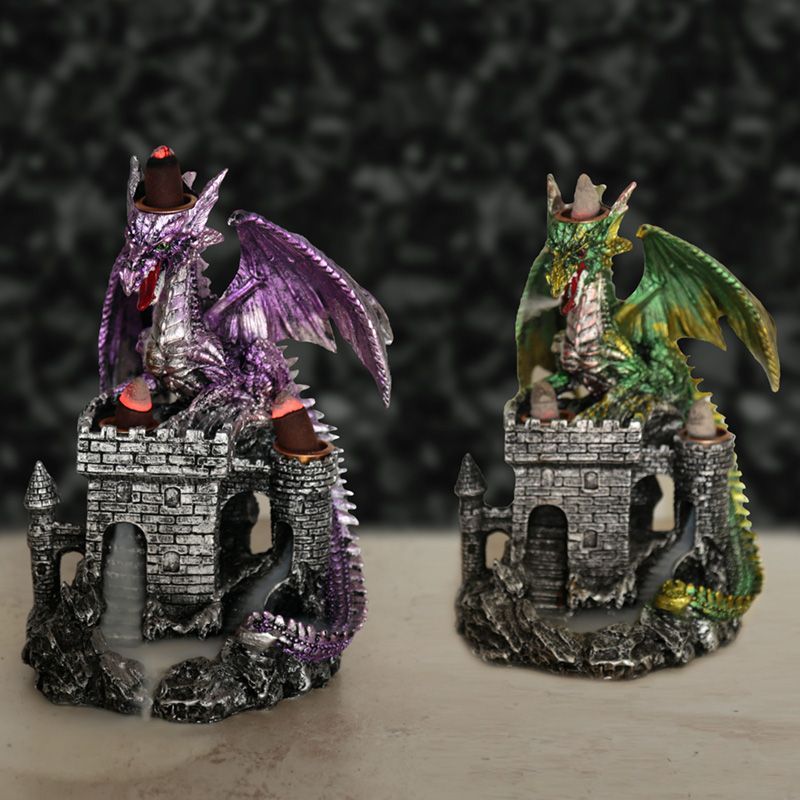 Polished Dragons Castle Triple Backflow Incense Burner 2 featuring natural patterning and unique variations - Luna Panther