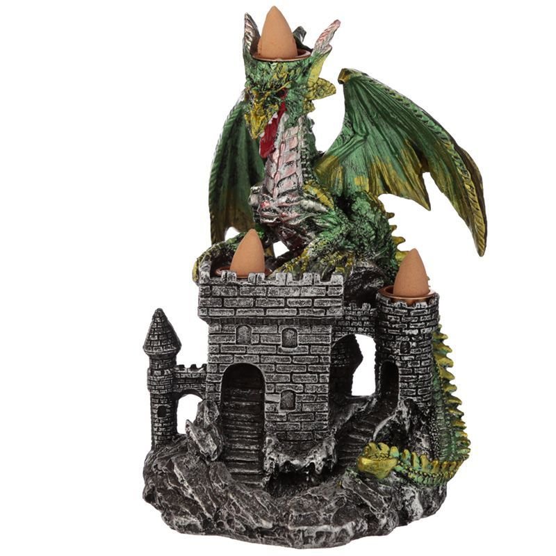 Polished Dragons Castle Triple Backflow Incense Burner 2 featuring natural patterning and unique variations - Luna Panther