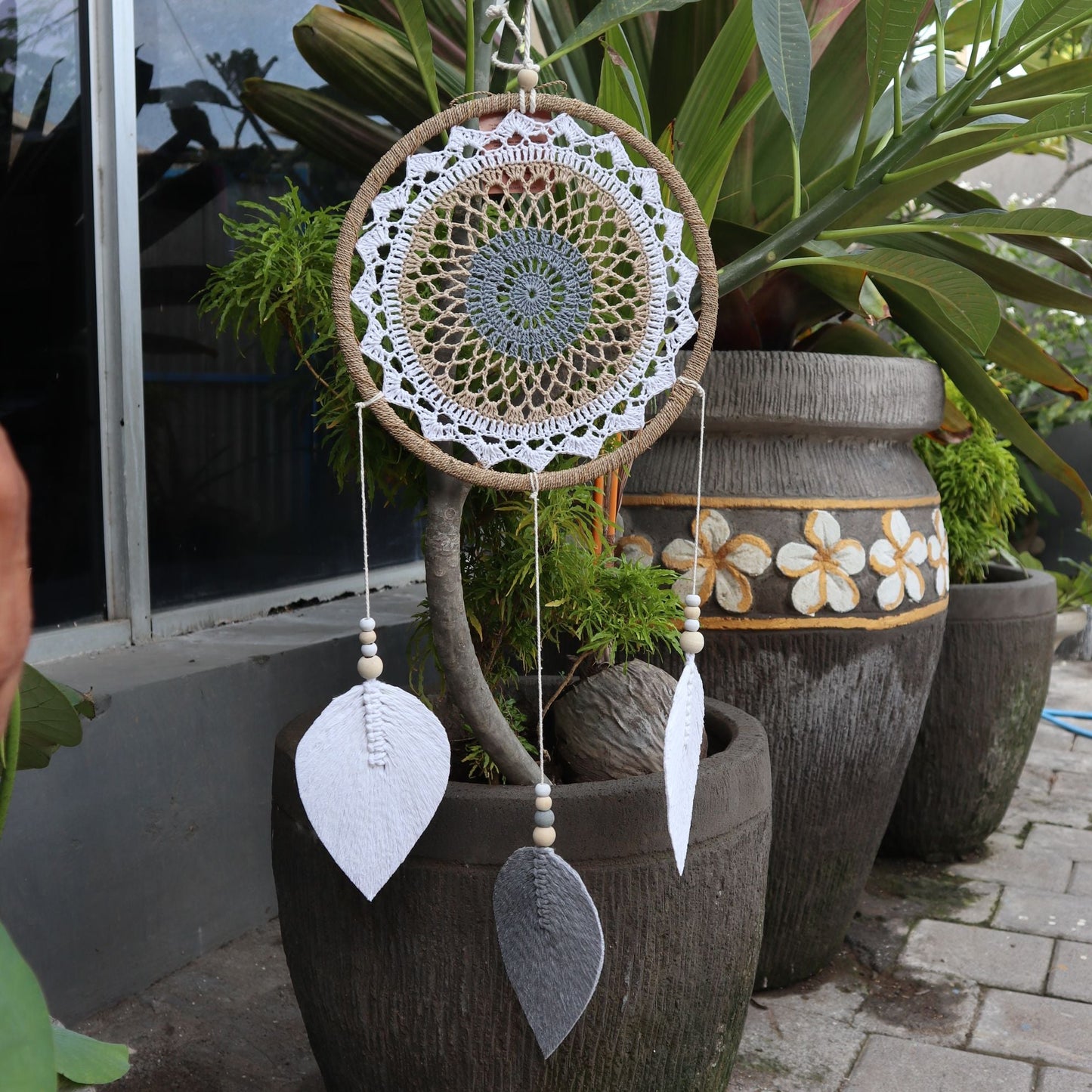 Polished Dream Catcher - Large Brown Elemental Spirits featuring natural patterning and unique variations - Luna Panther