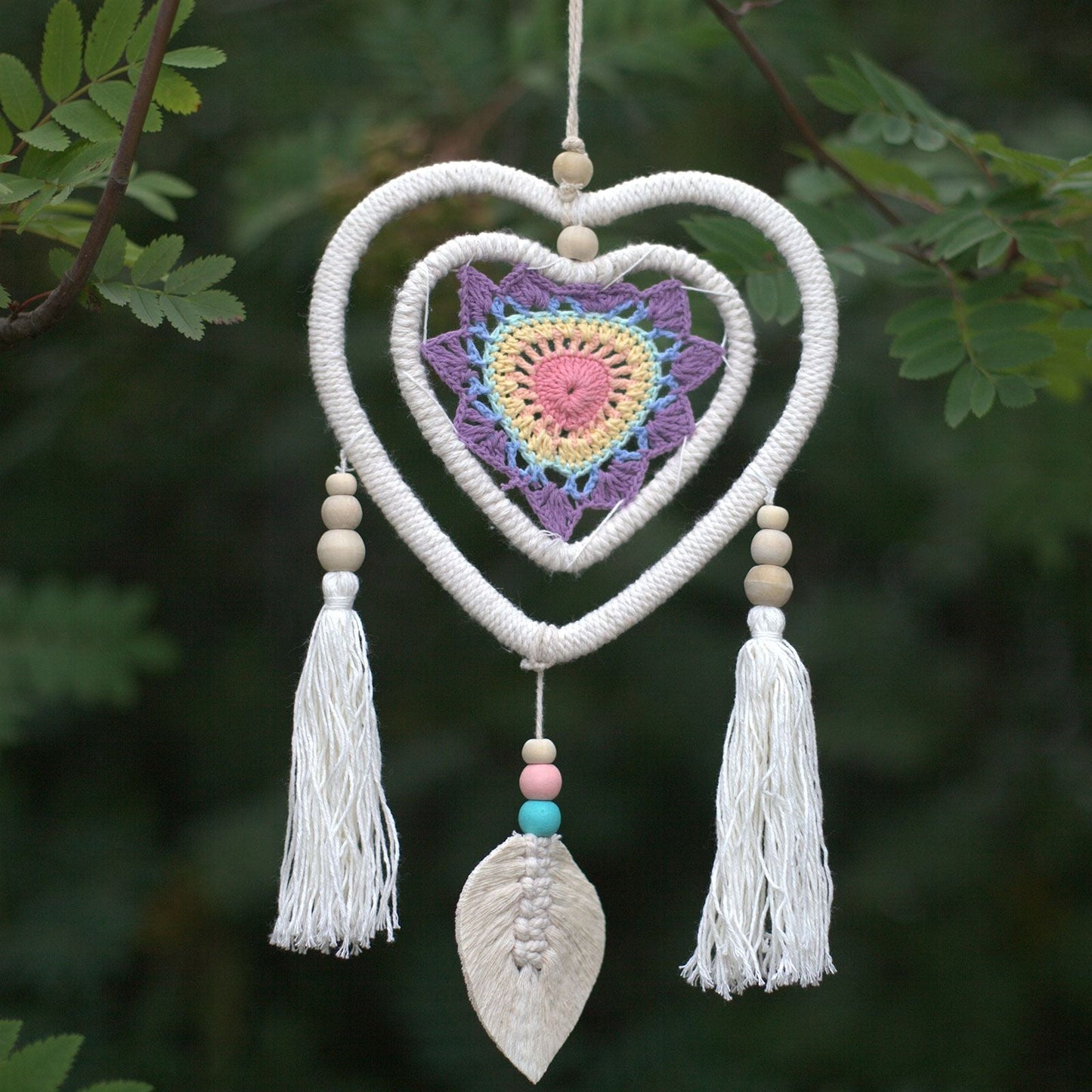 Polished Dream Catcher - Medium Multi Heart in Heart featuring natural patterning and unique variations - Luna Panther