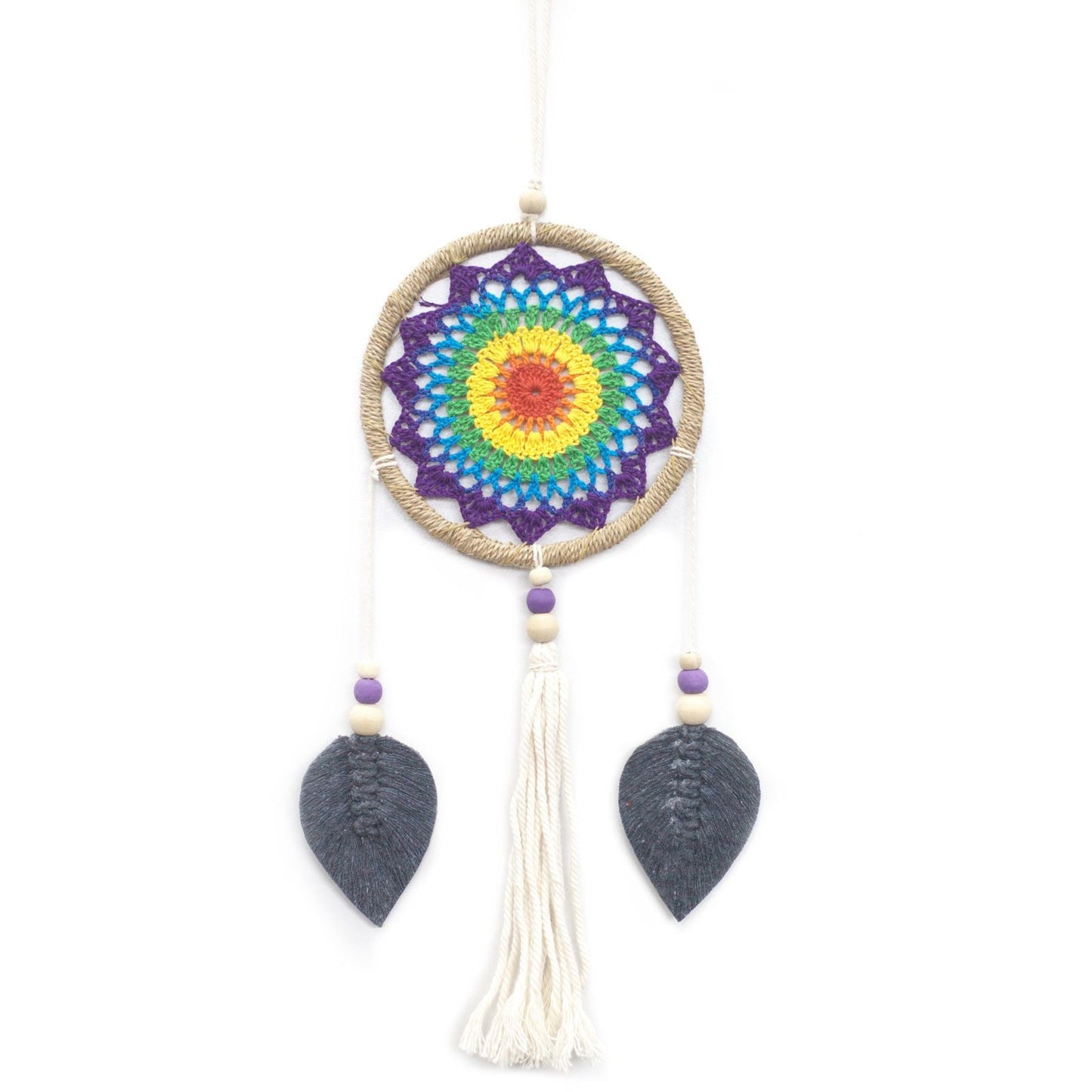 Polished Dream Catcher - Medium Rainbow Elemental Spirits featuring natural patterning and unique variations - Luna Panther