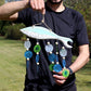 Driftwood Wind Chime - Aqua Fish Carving and Copis Drop - Luna Panther