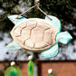 Driftwood Wind Chime - Aqua Turtle Carving and Copis Drop - Luna Panther