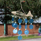 Driftwood Wind Chime - String Fish and Blue Copis Drop - Luna Panther