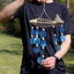 Driftwood Wind Chime - String Fish and Blue Copis Drop - Luna Panther