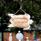 Driftwood Wind Chime - Whitewash Turtle Carving and Natural Copis Drop - Luna Panther