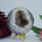 Natural Druzy Agate Sphere 840g 90mm featuring banded patterns and glossy finish - Luna Panther