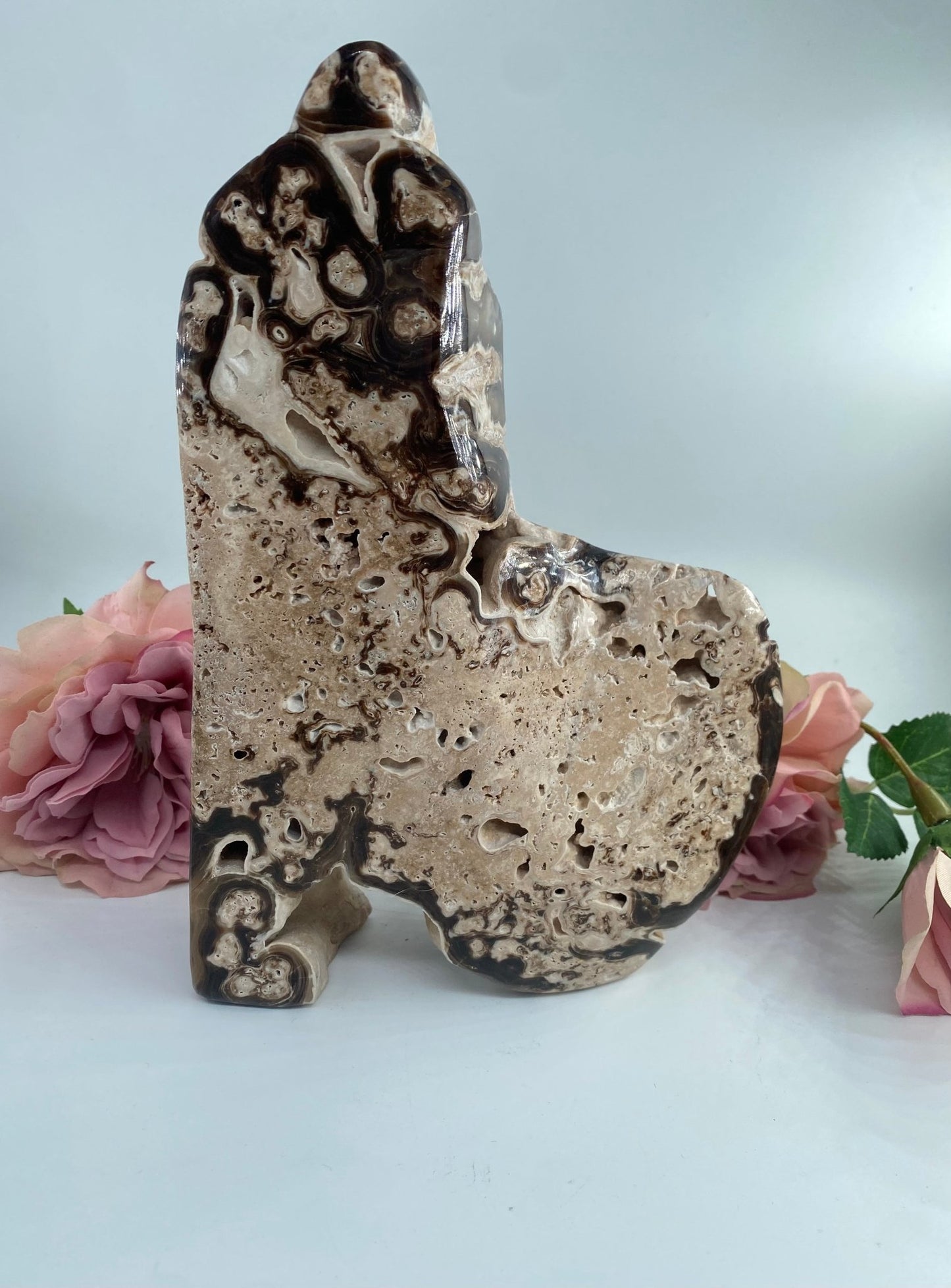 Natural Druzy Chocolate Calcite 1243g featuring soft translucent tone and gentle sheen - Luna Panther