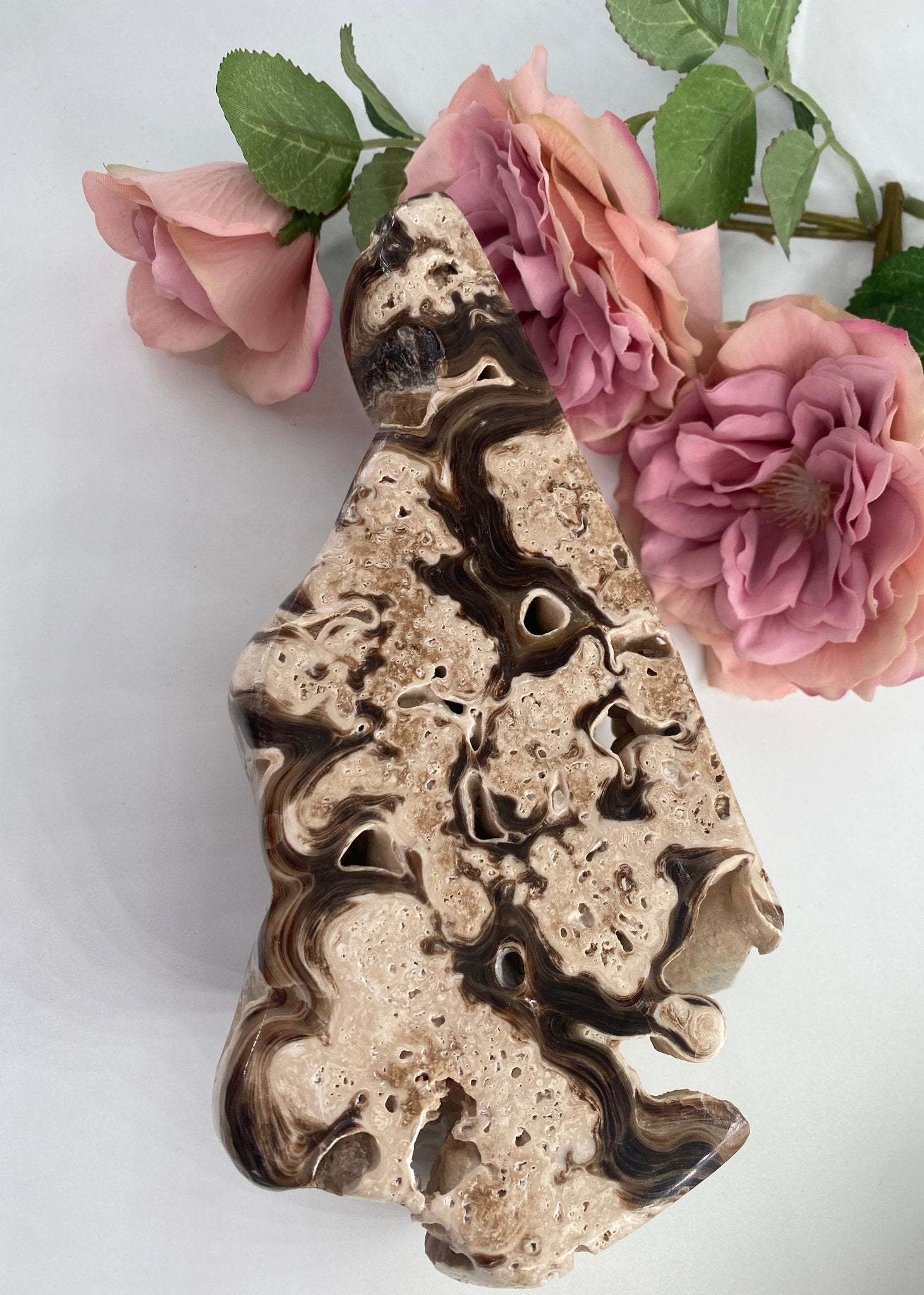 Natural Copy Of Druzy Chocolate Calcite 934G featuring soft translucent tone and gentle sheen - Luna Panther
