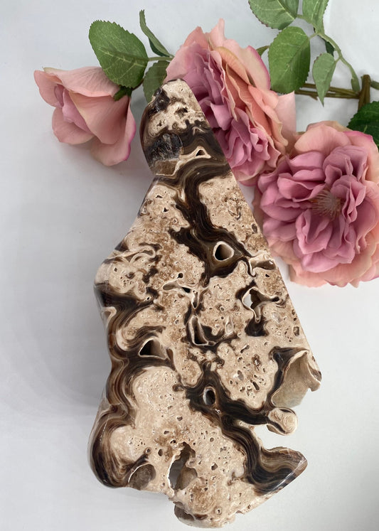 Natural Copy Of Druzy Chocolate Calcite 934G featuring soft translucent tone and gentle sheen - Luna Panther alternate view