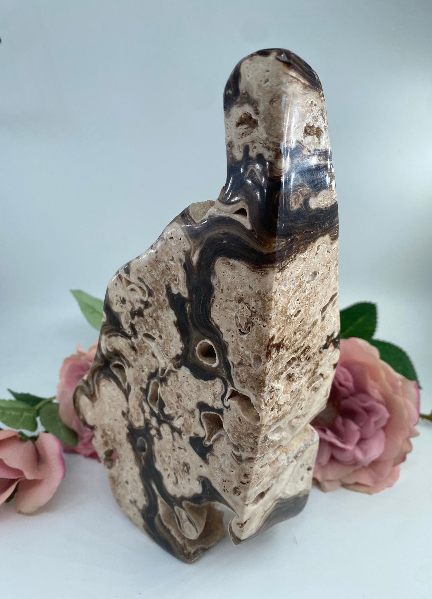 Natural Druzy Chocolate Calcite 1422g featuring soft translucent tone and gentle sheen - Luna Panther