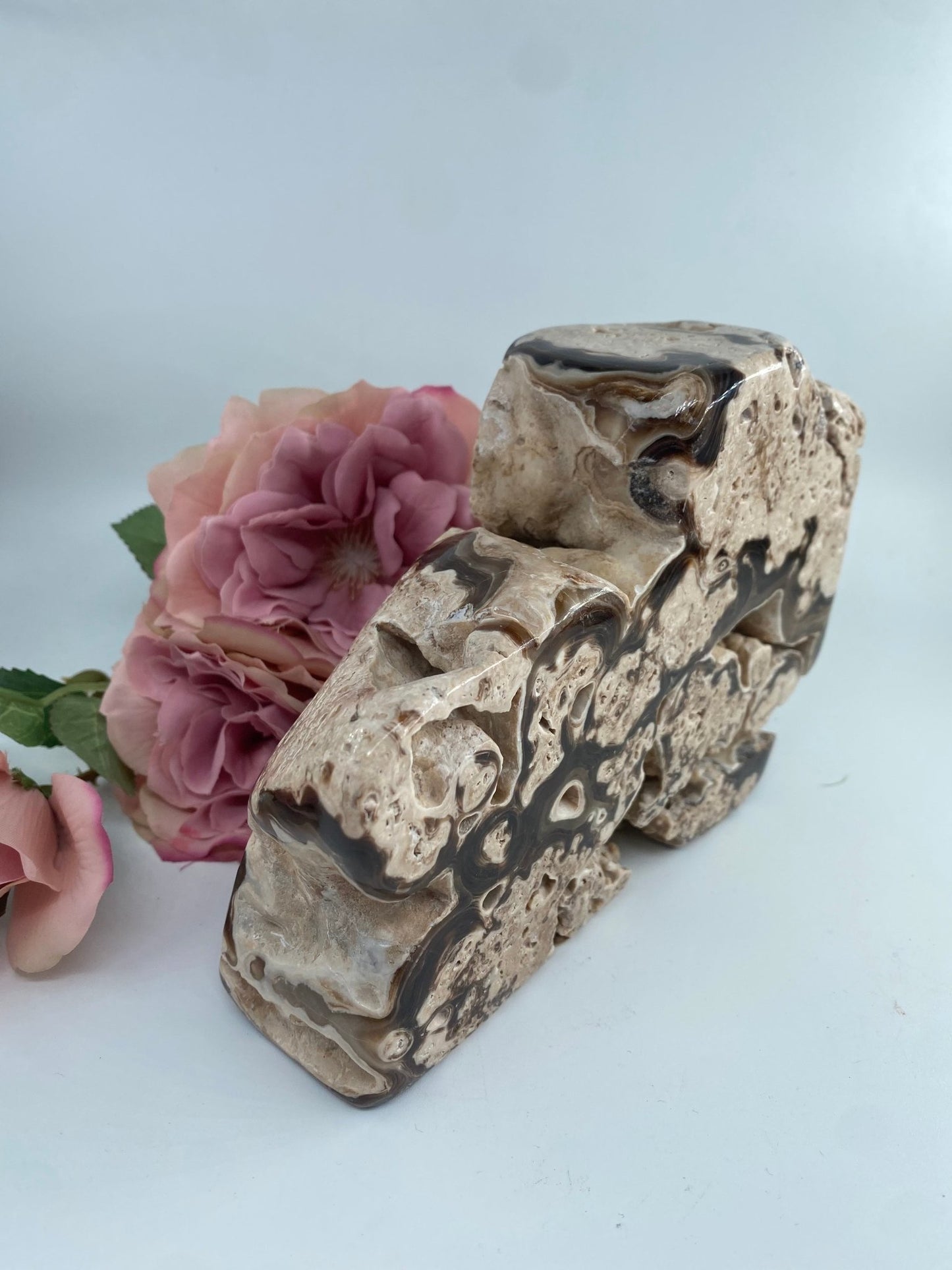 Natural Druzy Chocolate Calcite 1507g featuring soft translucent tone and gentle sheen - Luna Panther