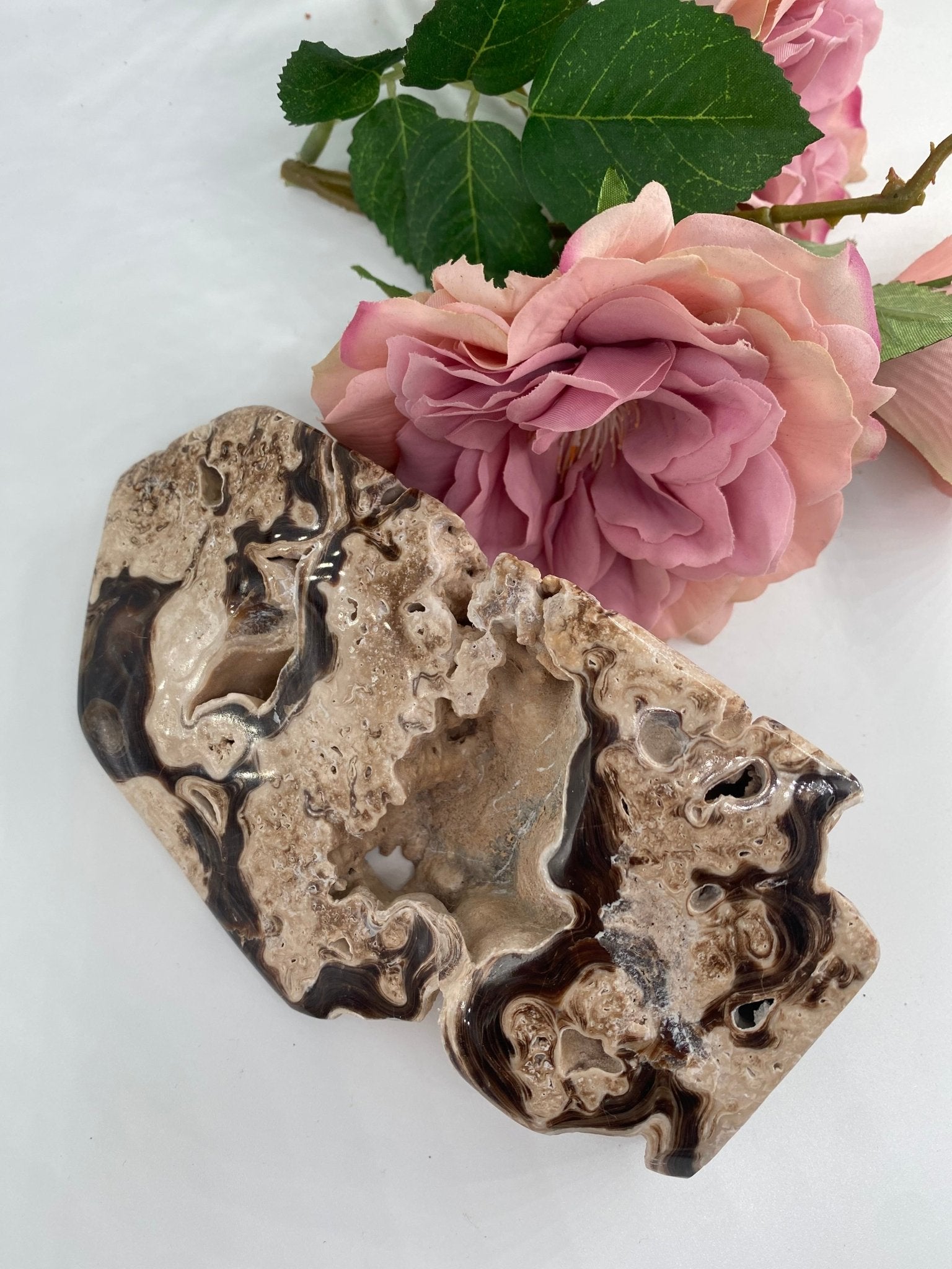 Natural Druzy Chocolate Calcite 600G featuring soft translucent tone and gentle sheen - Luna Panther