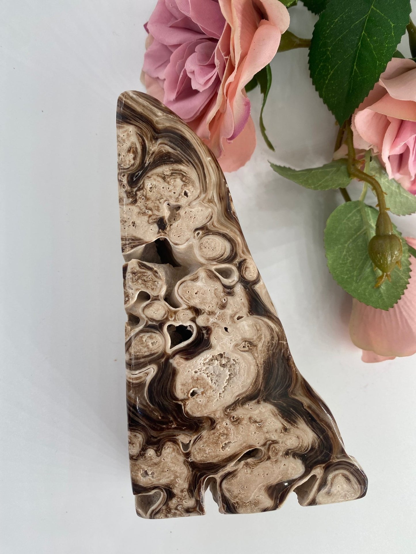 Natural Copy Of Druzy Chocolate Calcite 660G featuring soft translucent tone and gentle sheen - Luna Panther