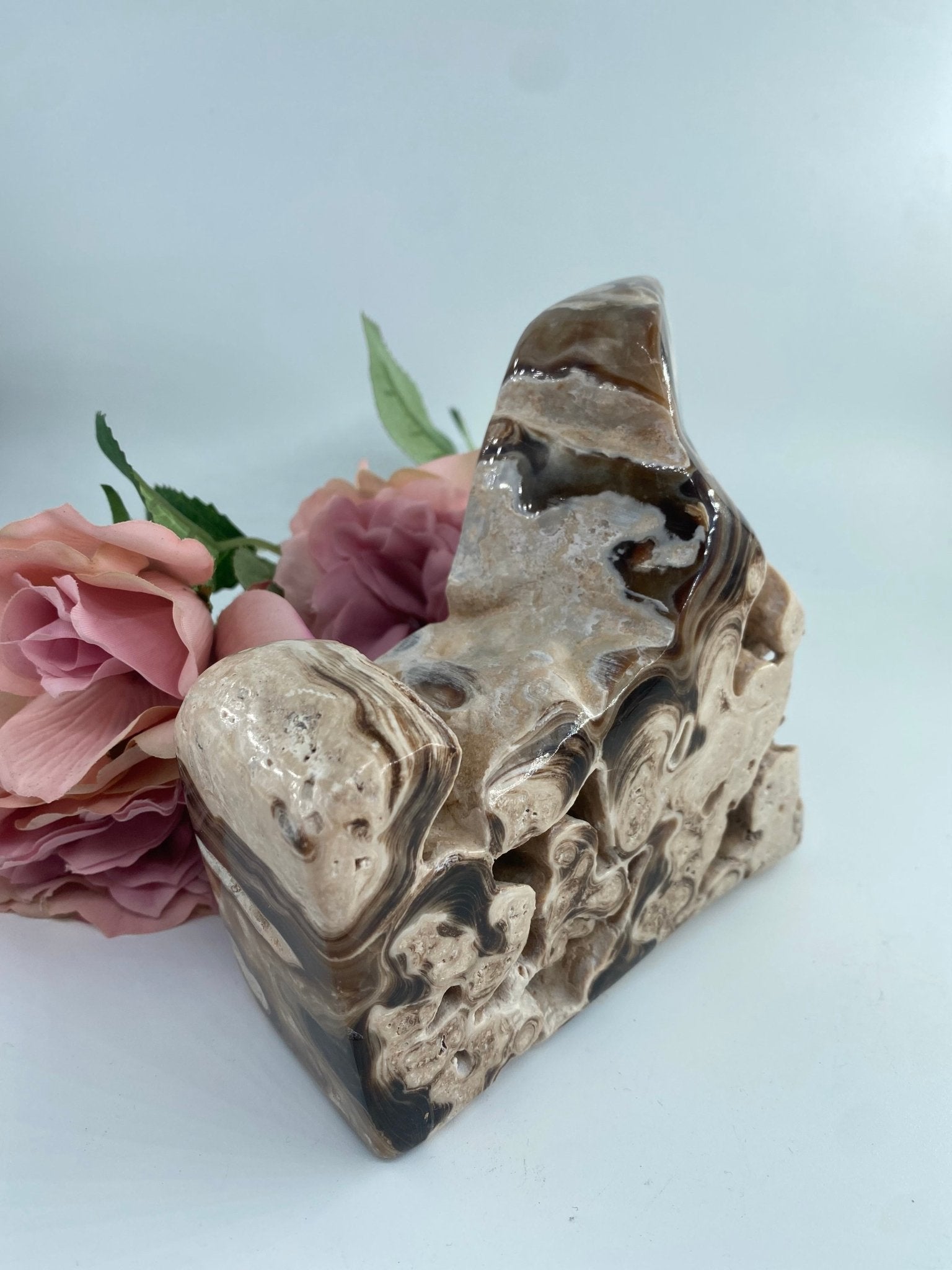 Natural Copy Of Druzy Chocolate Calcite 1243G featuring soft translucent tone and gentle sheen - Luna Panther