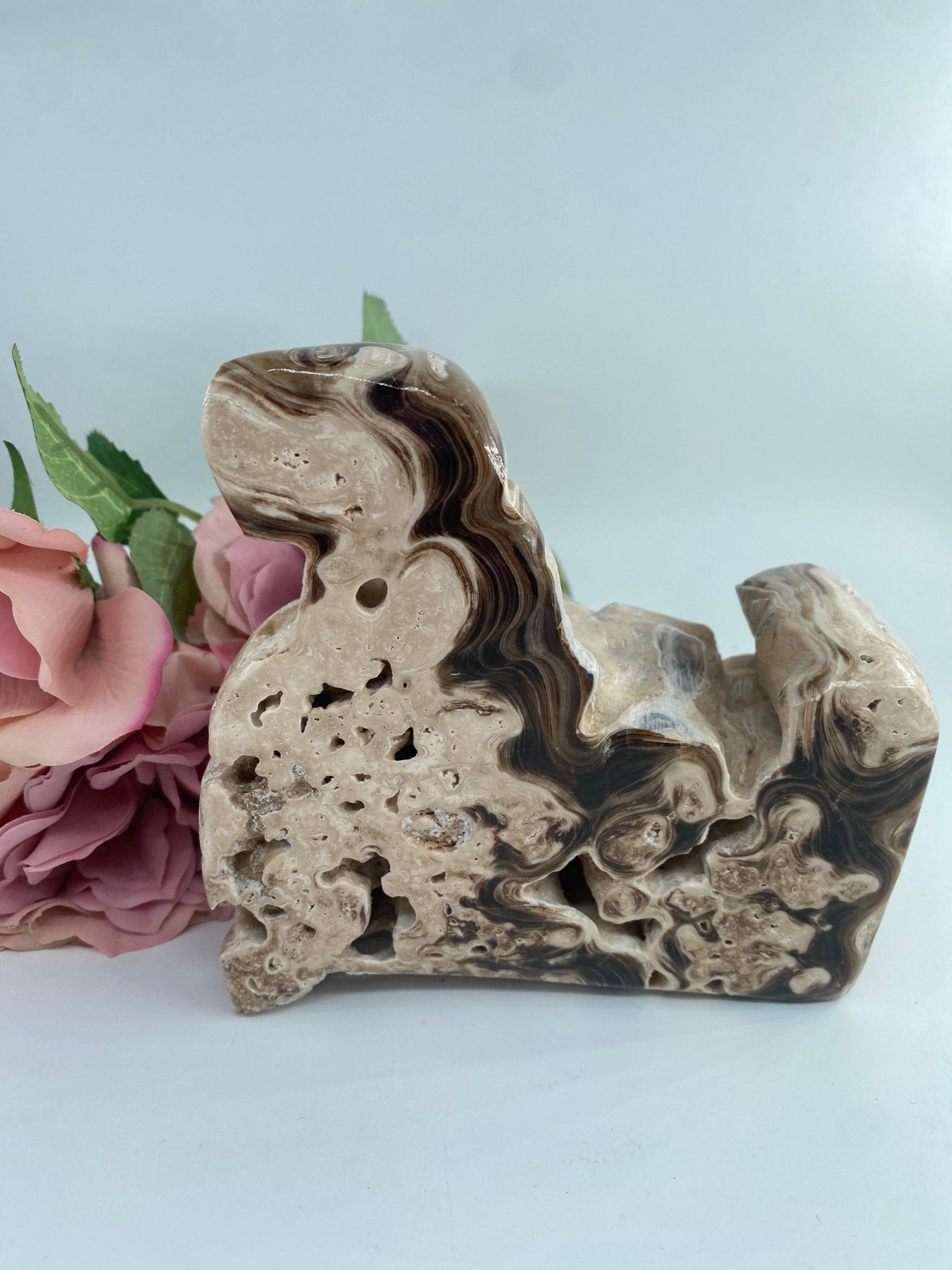 Natural Druzy Chocolate Calcite 903g featuring soft translucent tone and gentle sheen - Luna Panther