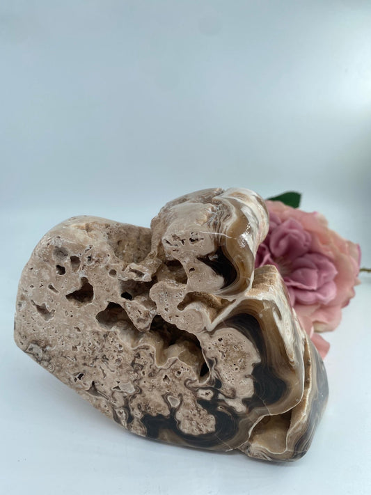 Natural Copy Of Druzy Chocolate Calcite 1507G featuring soft translucent tone and gentle sheen - Luna Panther alternate view