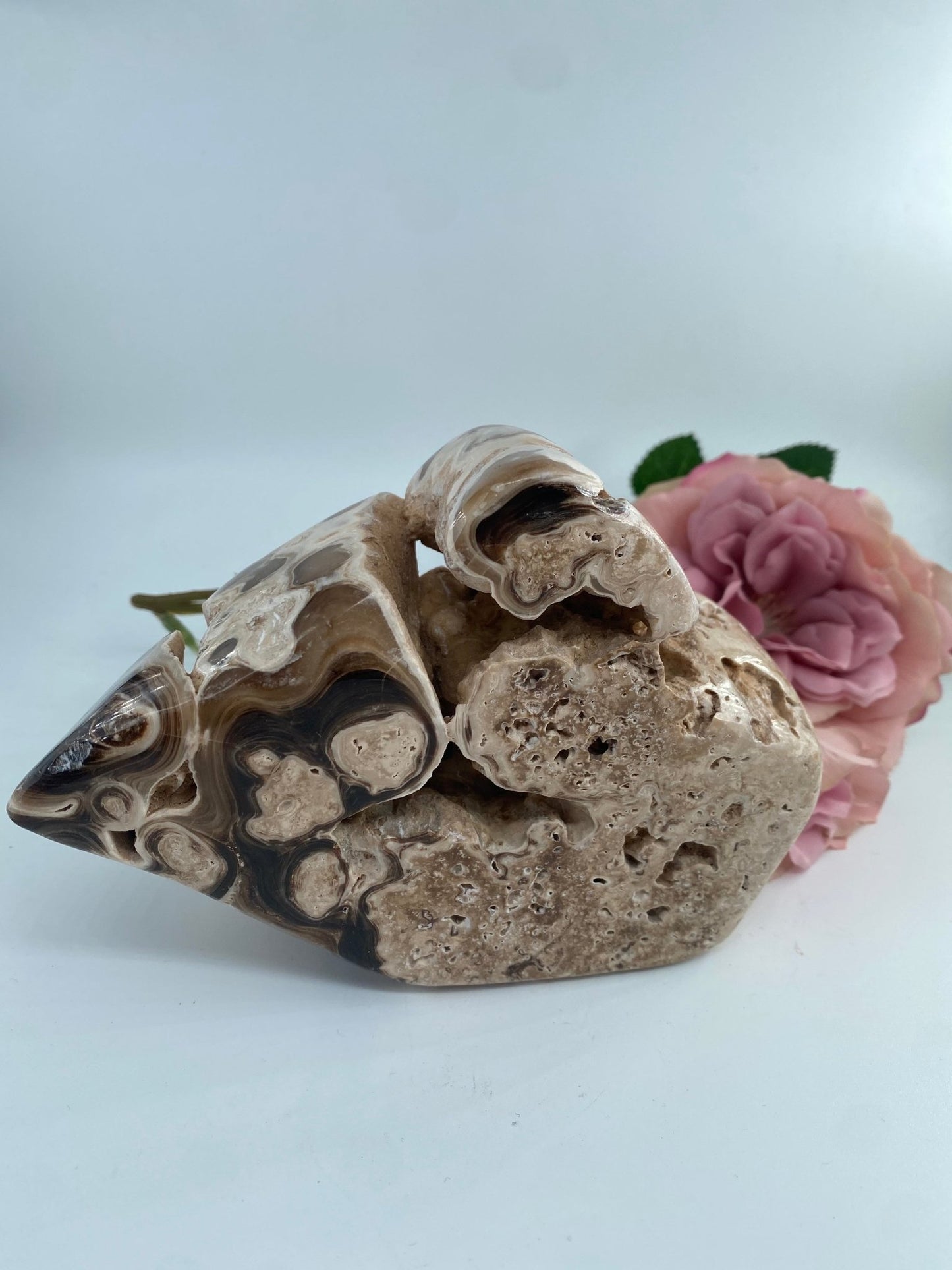 Natural Druzy Chocolate Calcite 907g featuring soft translucent tone and gentle sheen - Luna Panther