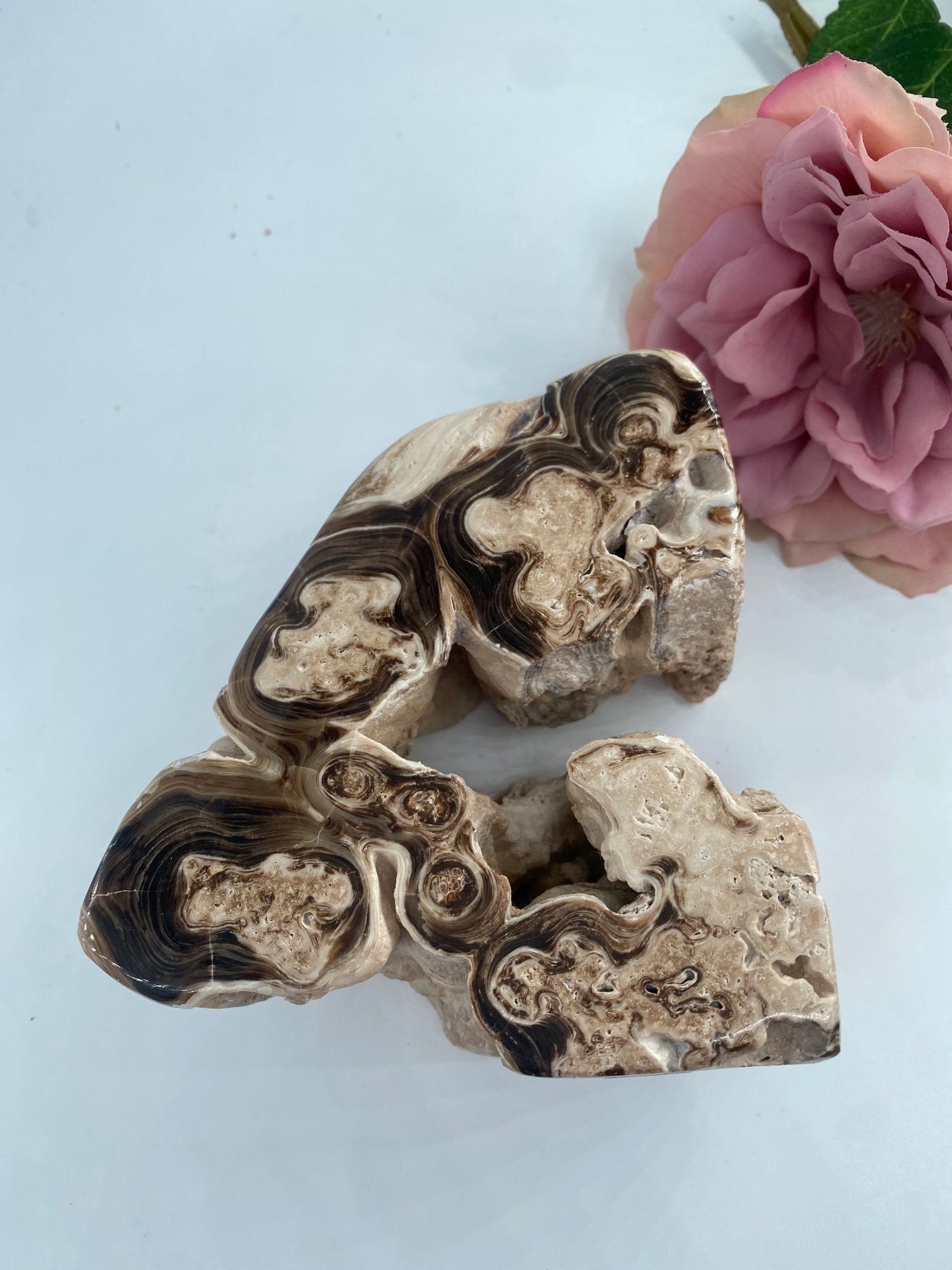 Natural Druzy Chocolate Calcite 934g featuring soft translucent tone and gentle sheen - Luna Panther