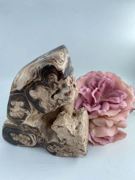 Natural Copy Of Druzy Chocolate Calcite 907G featuring soft translucent tone and gentle sheen - Luna Panther alternate view