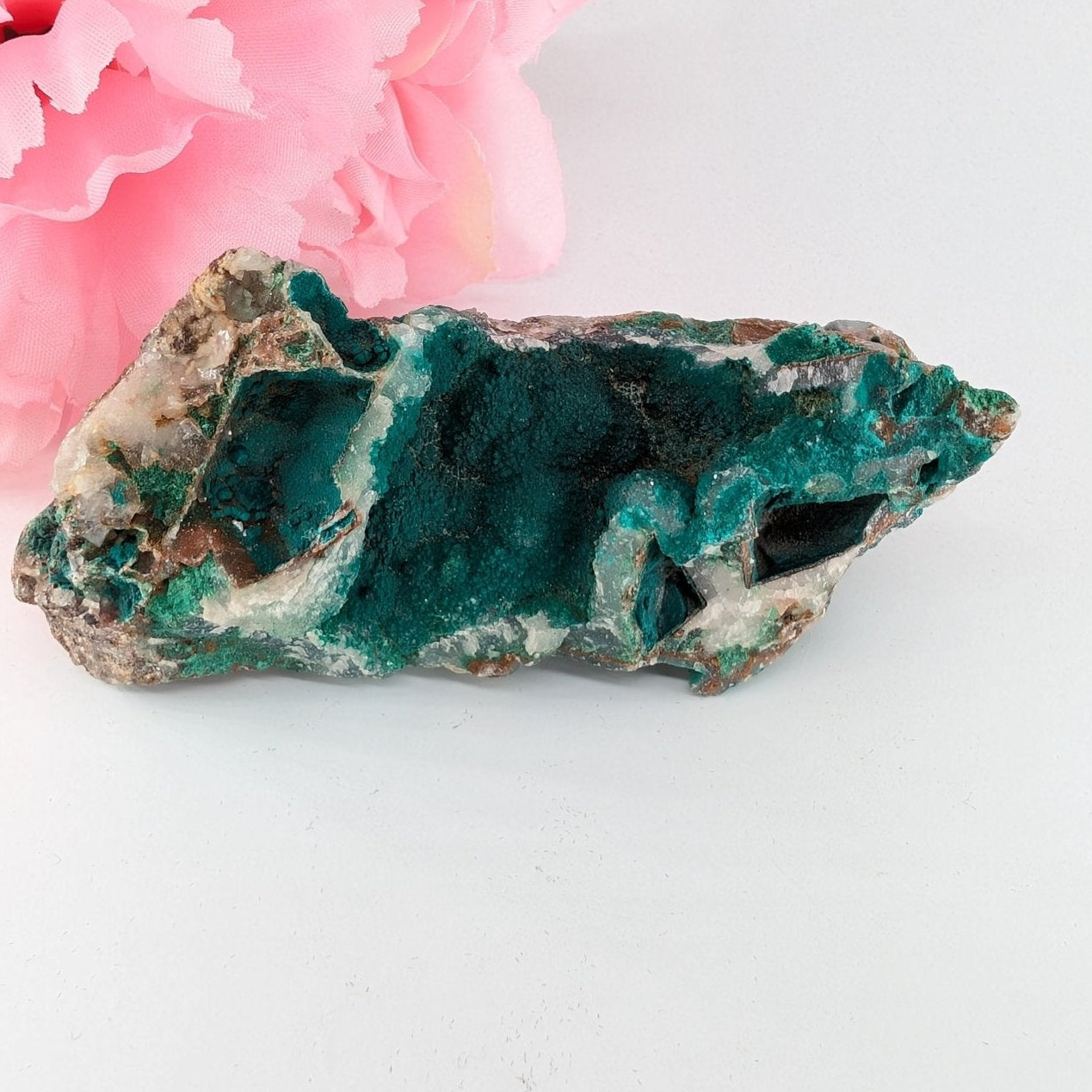Natural Druzy Chrysocolla Dolomite With Malachite 195G featuring turquoise-blue tone with earthy matrix - Luna Panther