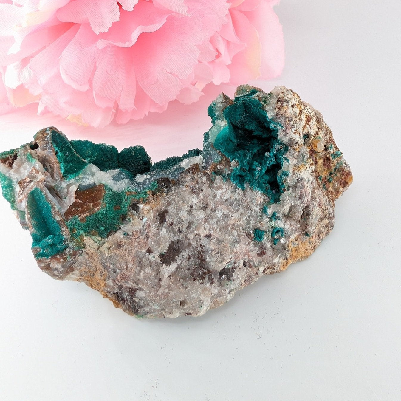 Natural Druzy Chrysocolla Dolomite With Malachite 195G featuring turquoise-blue tone with earthy matrix - Luna Panther