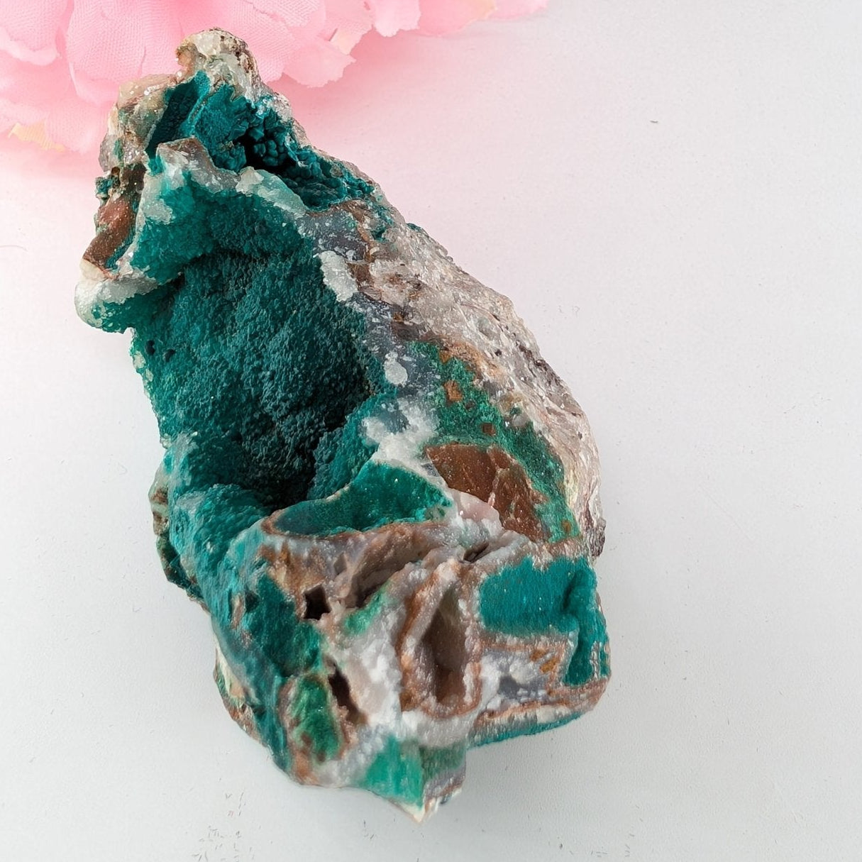 Natural Druzy Chrysocolla Dolomite With Malachite 195G featuring turquoise-blue tone with earthy matrix - Luna Panther