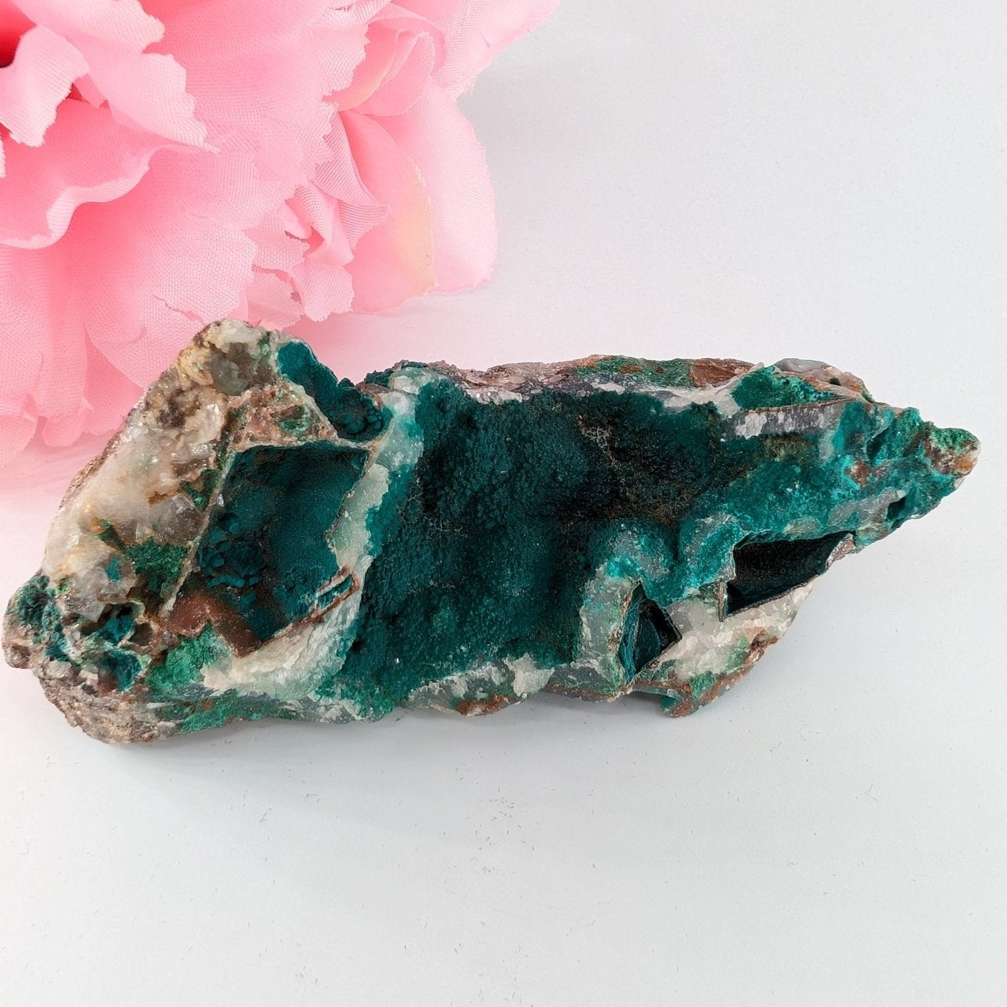 Natural Druzy Chrysocolla Dolomite With Malachite 195G featuring turquoise-blue tone with earthy matrix - Luna Panther