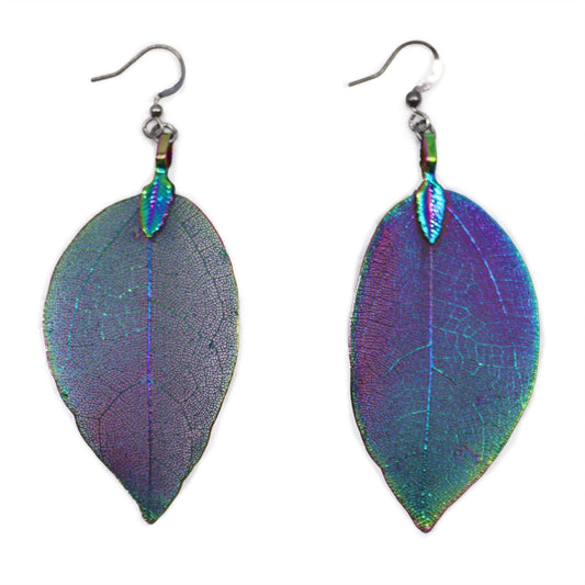 Polished Earrings - Bravery Leaf - Multicoloured featuring natural patterning and unique variations - Luna Panther