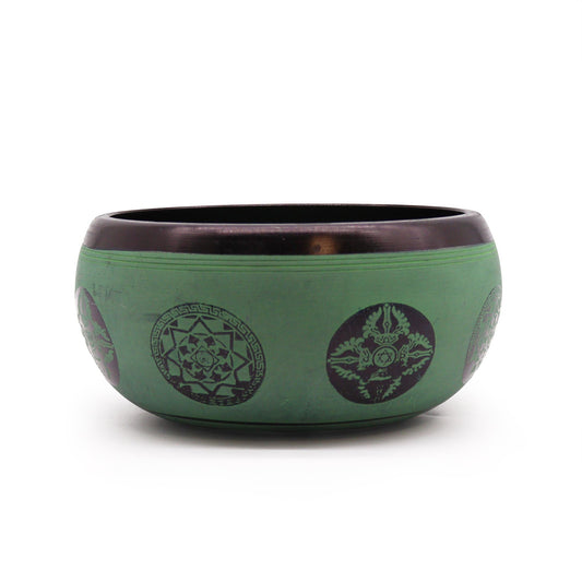 Polished Positivefaithhopelove DS Earth Powder Singing Bowl - Mandala Buddha - 16cm featuring natural patterning and unique variations - Luna Panther