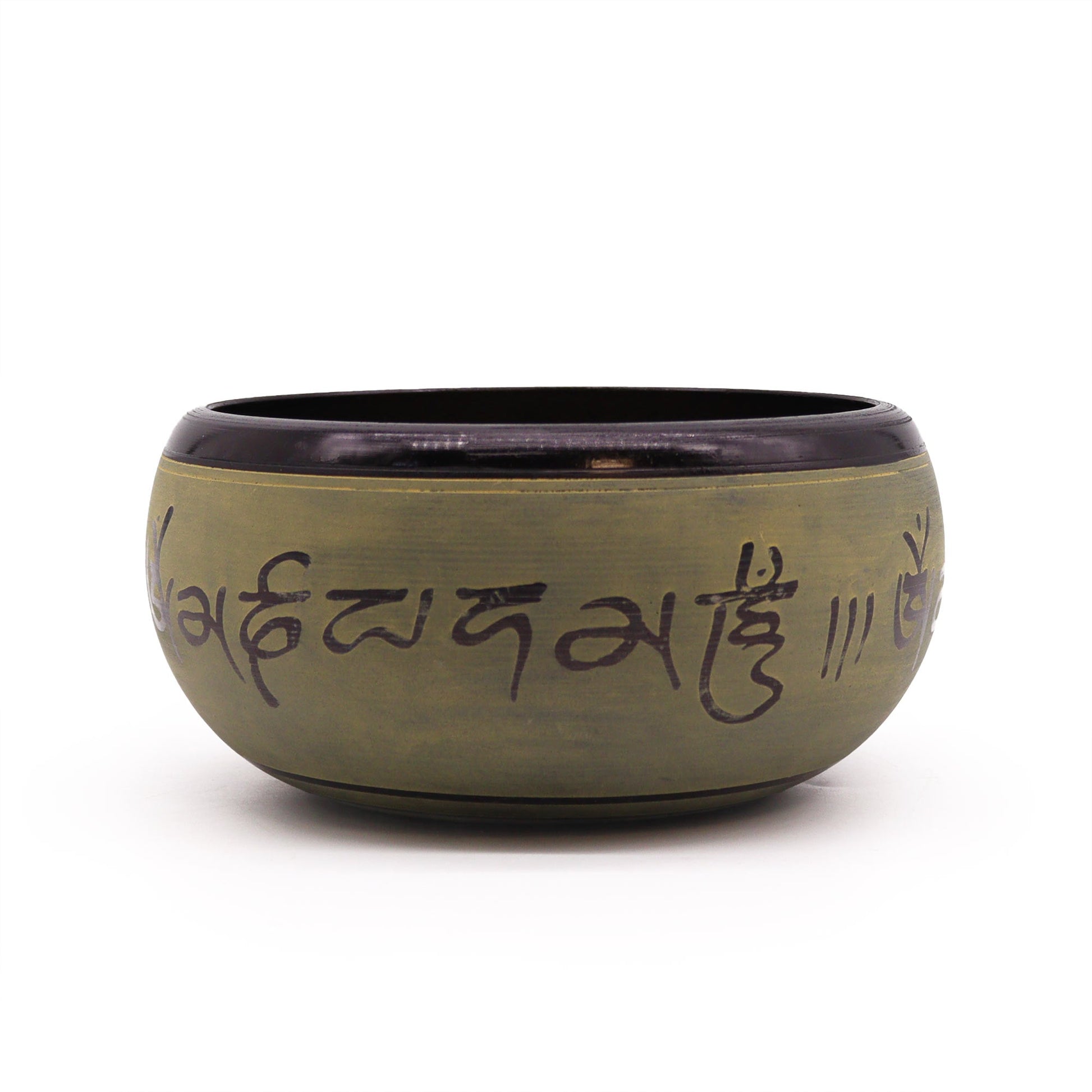 Polished Positivefaithhopelove DS Earth Powder Singing Bowl - Mantra Five Buddha - 16cm featuring natural patterning and unique variations - Luna Panther