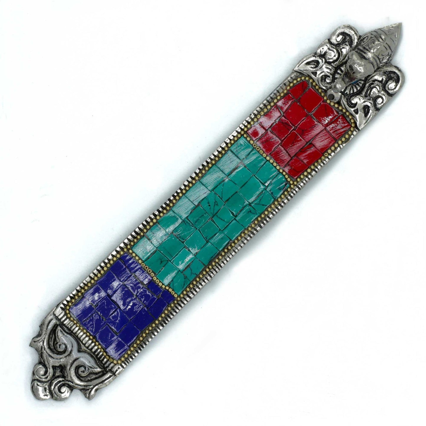 Polished Elephant Long Tibetan Incense Holder featuring natural patterning and unique variations - Luna Panther