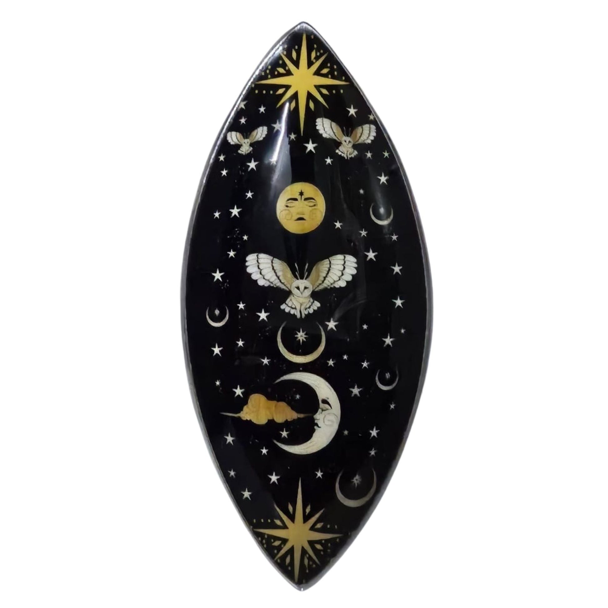 Enamel Incense Bowl - Aluminum - Enchanted Night Owl - Luna Panther