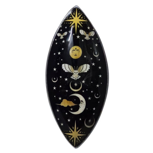 Enamel Incense Bowl - Aluminum - Enchanted Night Owl - Luna Panther