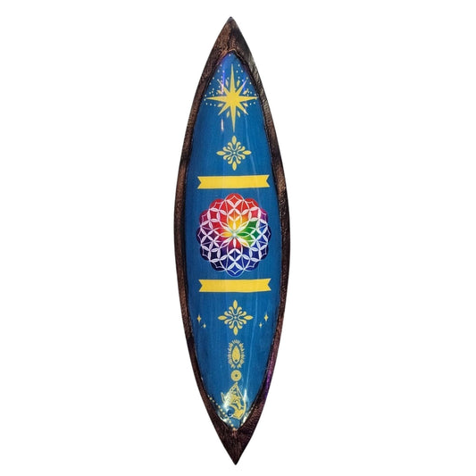 Enamel Incense Bowl - Mango Wood - Mandala - Luna Panther